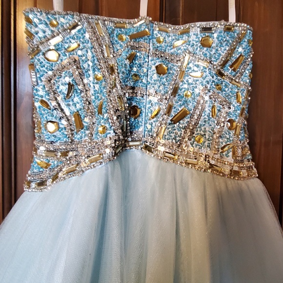 Terani Couture Jeweled Baby Blue Ball Gown - Picture 6 of 10